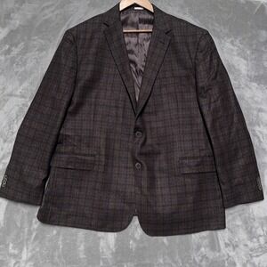Joseph Abboud Blazer Mens 52 Long Brown Plaid Tweed Wool Sport Coat